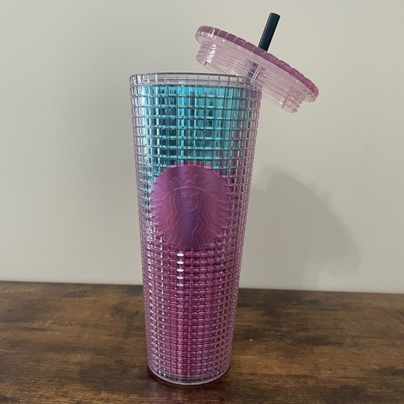 Starbucks Summer 2021 Blue & Pink Grid Venti Tumbler - Picture 1 of 6